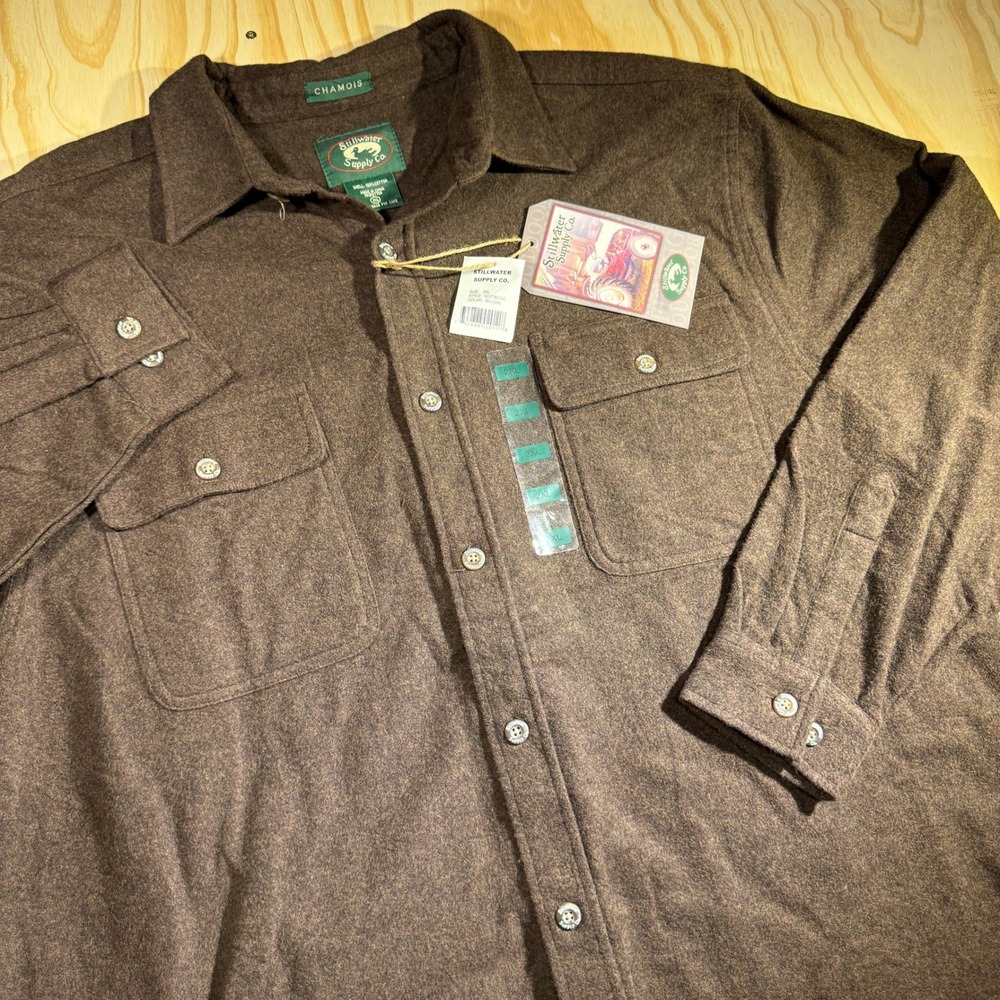 Stillwater Supply Co Mens Brown Chamois Work Shirt 2XL Heavyweight Cotton